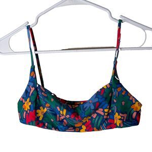 Stone Fox Swim Women's Medium Unpadded Colorful Floral Bikini Top Bathing Suit